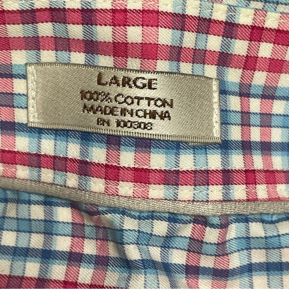 Peter Millar Box Plaid Long Sleeve Button Down Dress Shirt Men's Size L - Picture 7 of 10